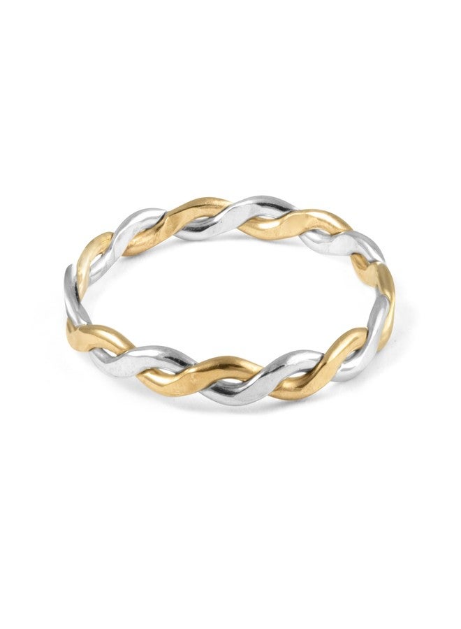 Handmade Studio Harmony Braided Stacking Ring | Silver and Gold Statement Ring | Silver and Gold-Filled for Women | Simple and Elegant | Minimalist Jewelry | Waterproof Everyday Wear | Stacking Rings | Handmade (8) - Image 1